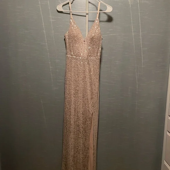 green emerald velvet dress Forgiven Sequin Bodycon Mini Dress Rose Gold– Selfie Leslie main image 1